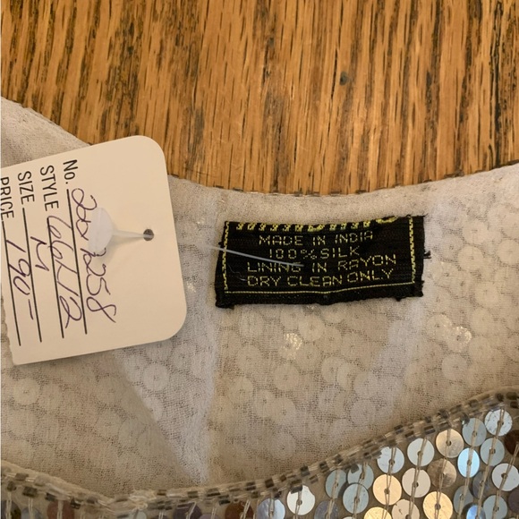 Vintage 100 % Silk Sequin Dress 80’s floral flower - Picture 10 of 11